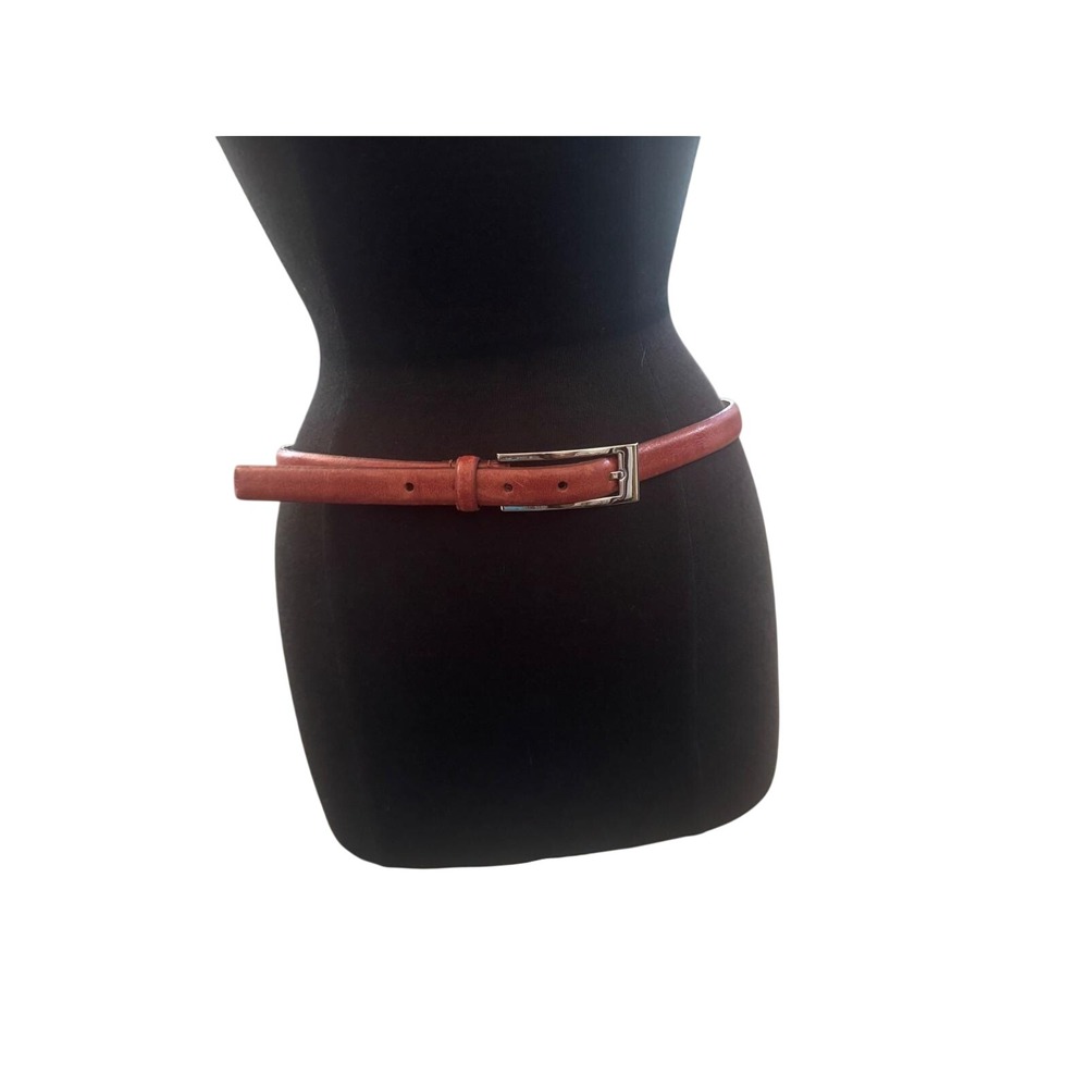Ellen Tracy maroon Brown Women Italian Leather Skinny Belt ET734 Lg  Sleek 90's